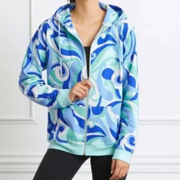 Hill House The Allie Zip Up Hoodie Fleece Jacket Ocean Kaleidoscope M - Picture 1 of 11